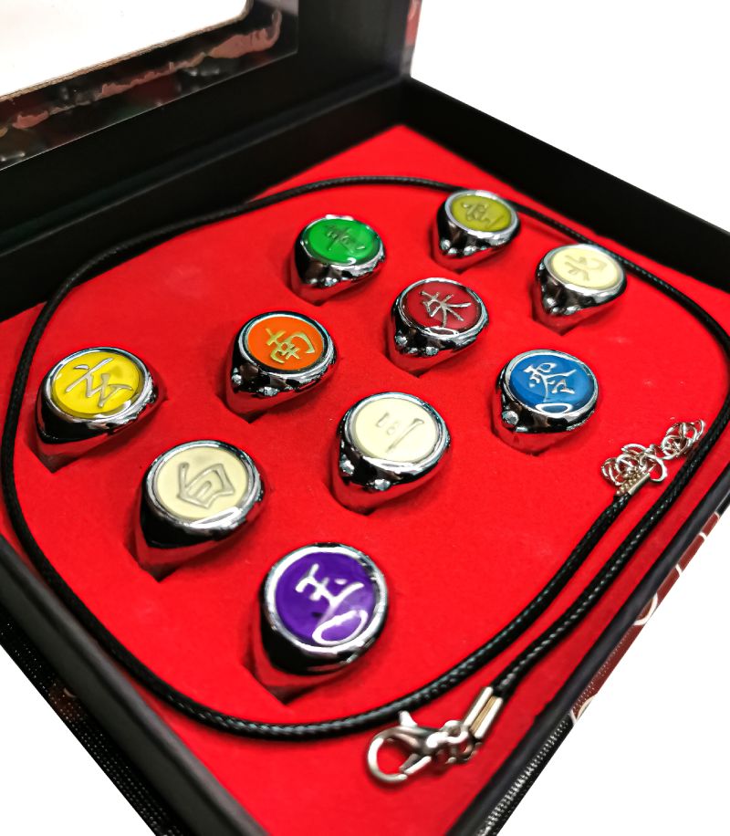 Pack De 10 Anillos De Naruto + 1 Cadenas Cosplay Anime Itachi Akatsuki Pain