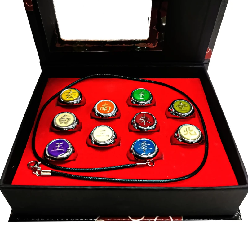 Pack De 10 Anillos De Naruto + 1 Cadenas Cosplay Anime Itachi Akatsuki Pain