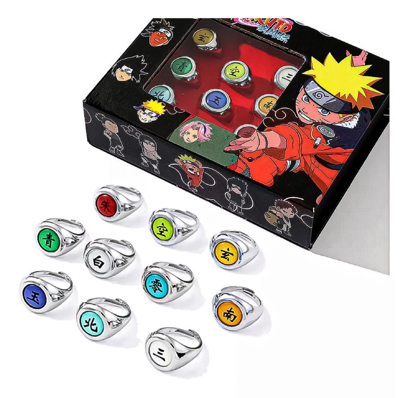 Pack De 10 Anillos De Naruto + 1 Cadenas Cosplay Anime Itachi Akatsuki Pain