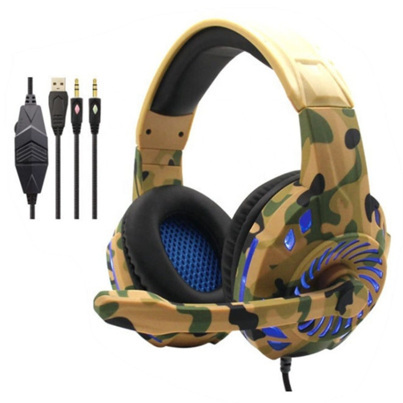 Auricular Gamer Komc G305 Camuflado Luz Led
