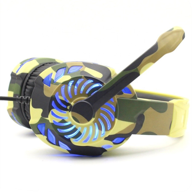 Auricular Gamer Komc G305 Camuflado Luz Led