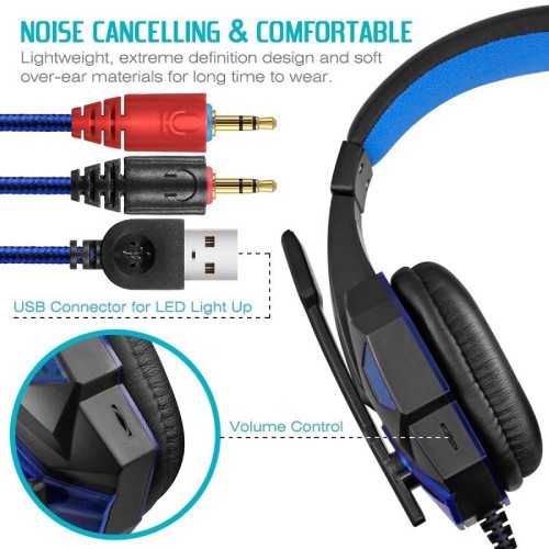 Auricular Gamer Para PS4 o PC Microfono Luz Led HY-850MV