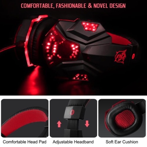 Auricular Gamer Para PS4 o PC Microfono Luz Led HY-850MV