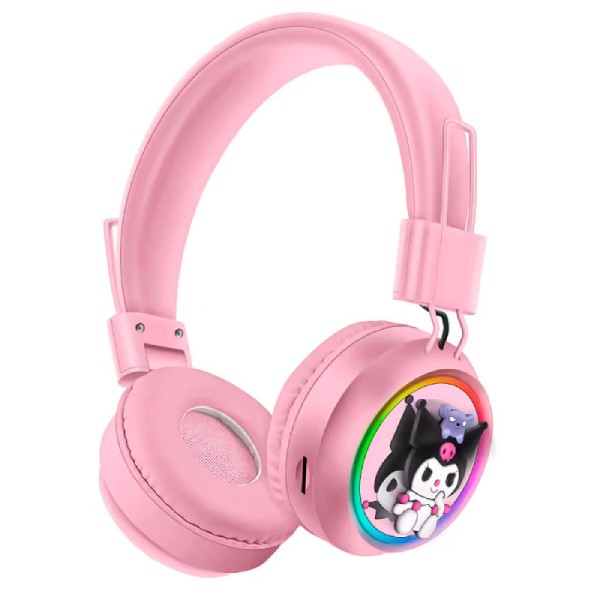 Auriculares Bluetooth Vincha Ajustable Con Luces RGB Y Spinner Kuromi