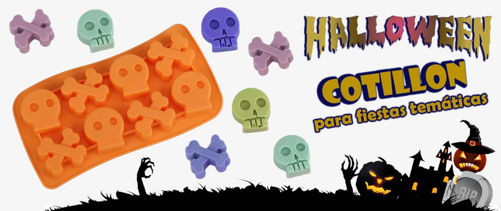 Cubetera 8 Cavidades Molde De Silicona Piratas Calaveras Y Huesos Halloween