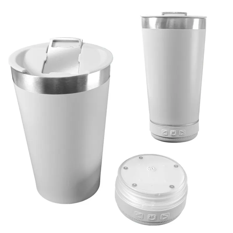 Vaso Termico De Acero Inoxidable 420ml Con Tapa Abridor Y Parlante Bluetooth Recargable
