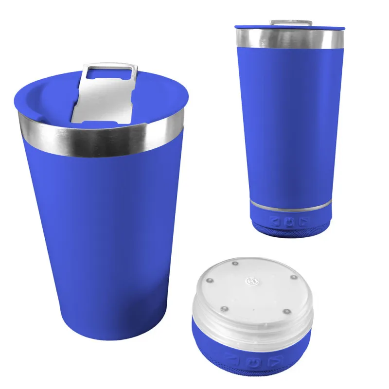 Vaso Termico De Acero Inoxidable 420ml Con Tapa Abridor Y Parlante Bluetooth Recargable