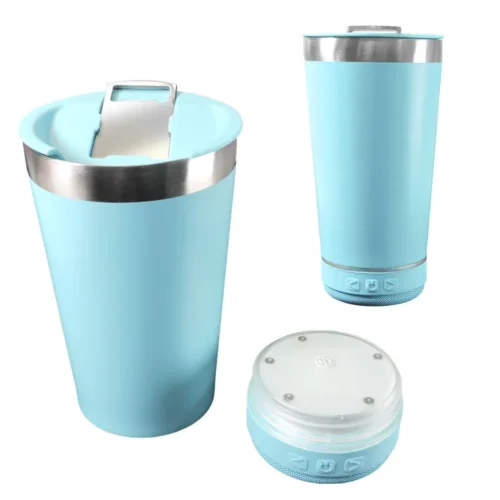 Vaso Termico De Acero Inoxidable 420ml Con Tapa Abridor Y Parlante Bluetooth Recargable