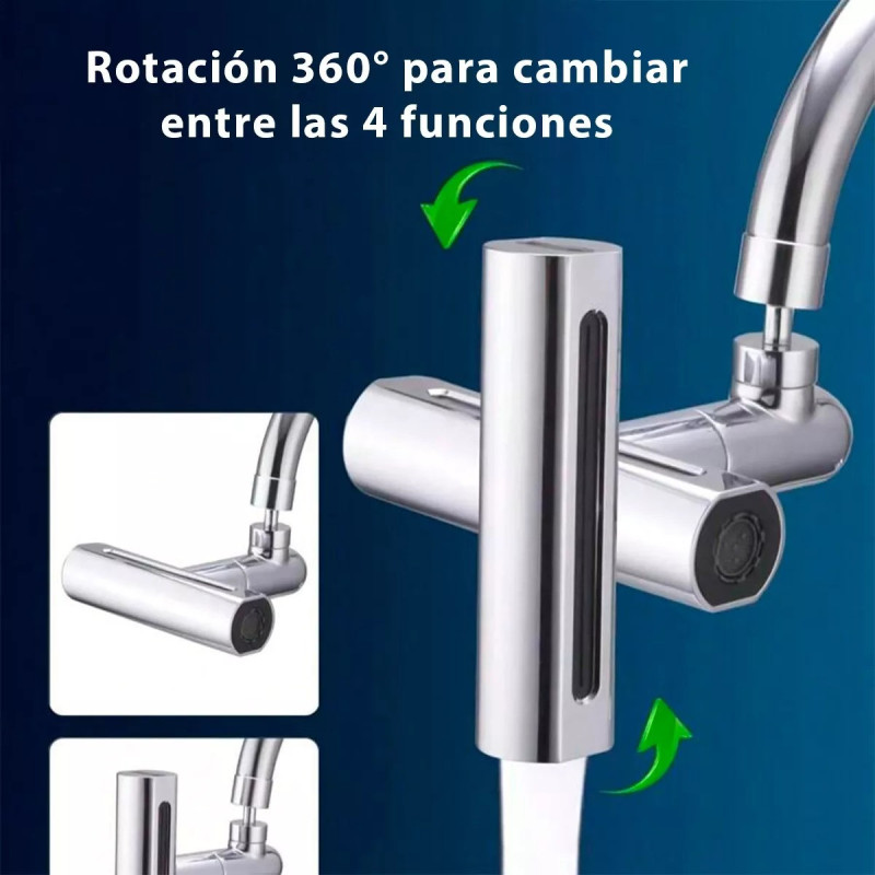 Canilla Adaptador Extension En Cascada De Grifo Giratorio 360 4 Tipo De Chorros