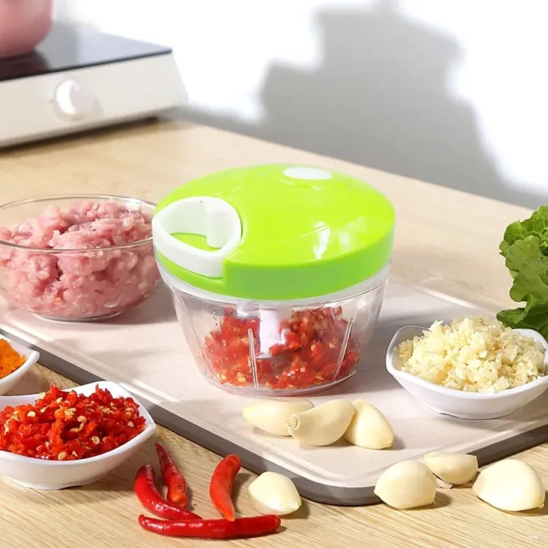 Mini Picadora Trituradora Verduras Giratoria Manual Choppera A Cuerda Capacidad 200g