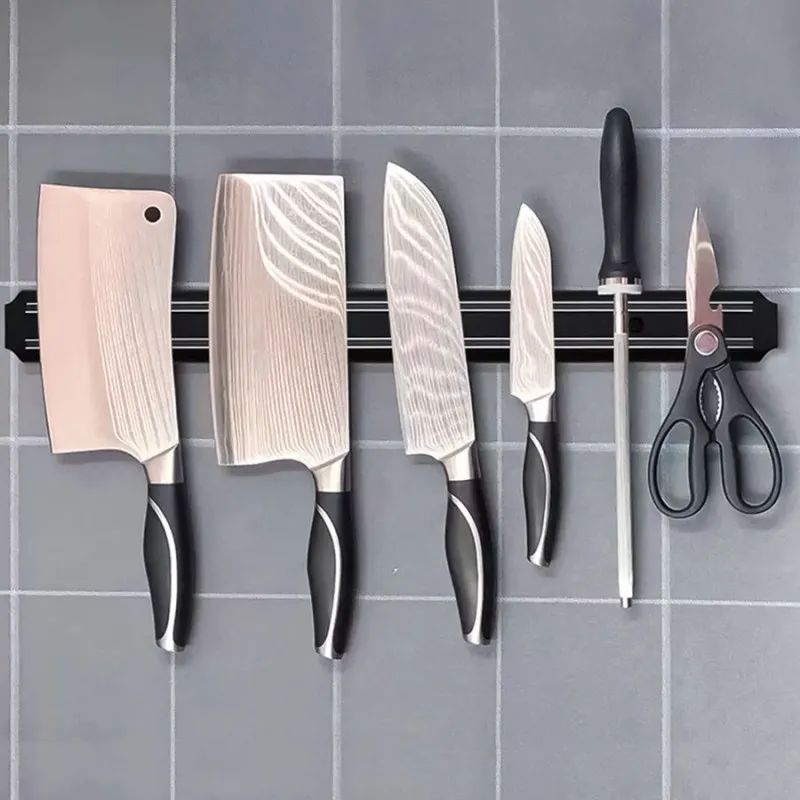 Soporte Organizador de Cuchillos Barra Imantada 54cm Doble Fila Magnética